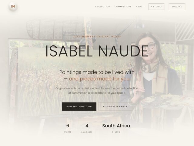 Art gallery website for artist Isabel Naude built by IT Tether Solutions